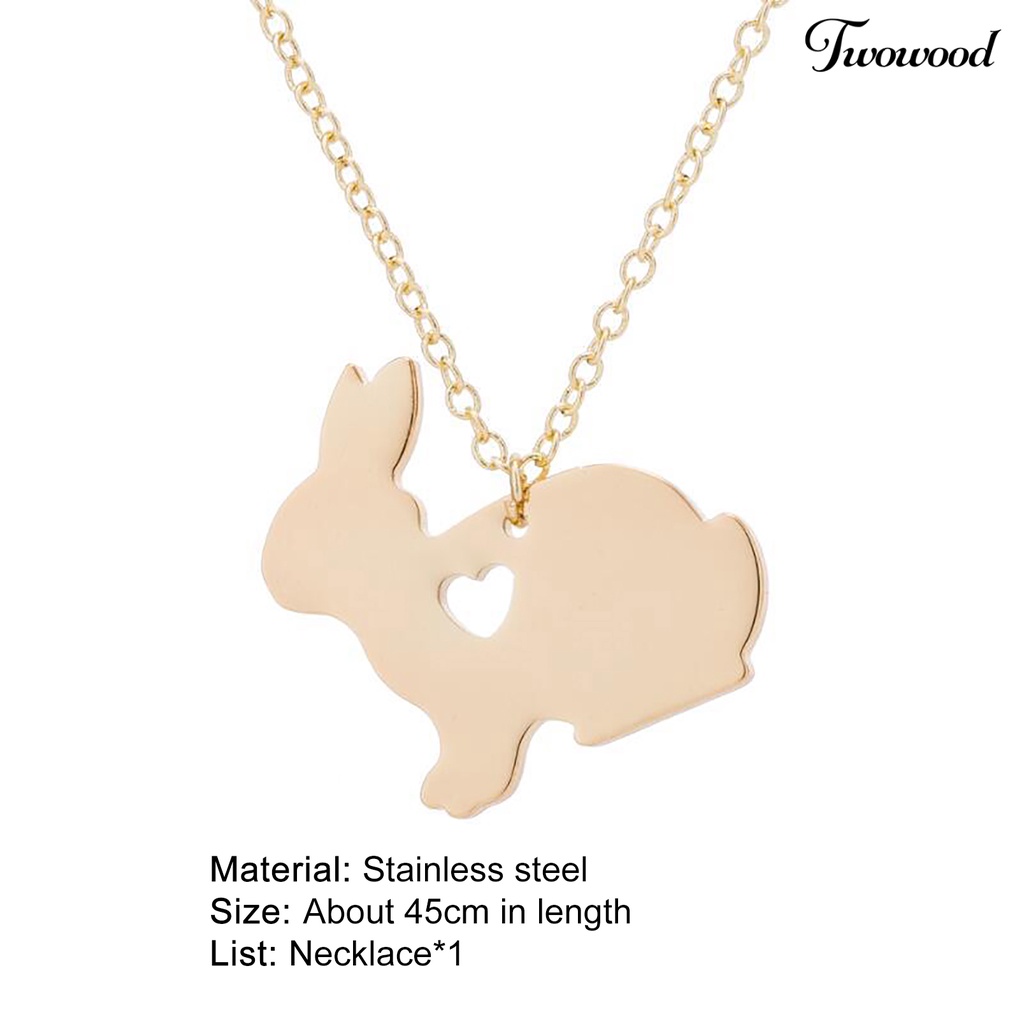 Twowood Simple Bunny Pendant Grafir Hati Klavikula Rantai Kalung Klavikula Untuk Paskah