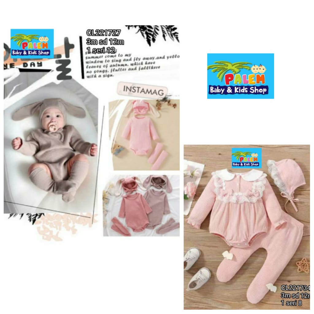 Catell Love Jumper Set + Topi / Jumper Set Baby usia 0-9 BULAN