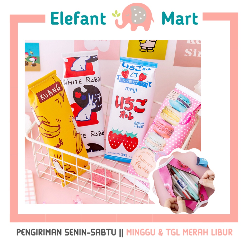 

ELEFANT MART - Tepak Kotak Pensil Tempat Pensil Motif Snack Cemilan Impor Souvenir Ultah Fashion Japanese Case Pencil Stationery