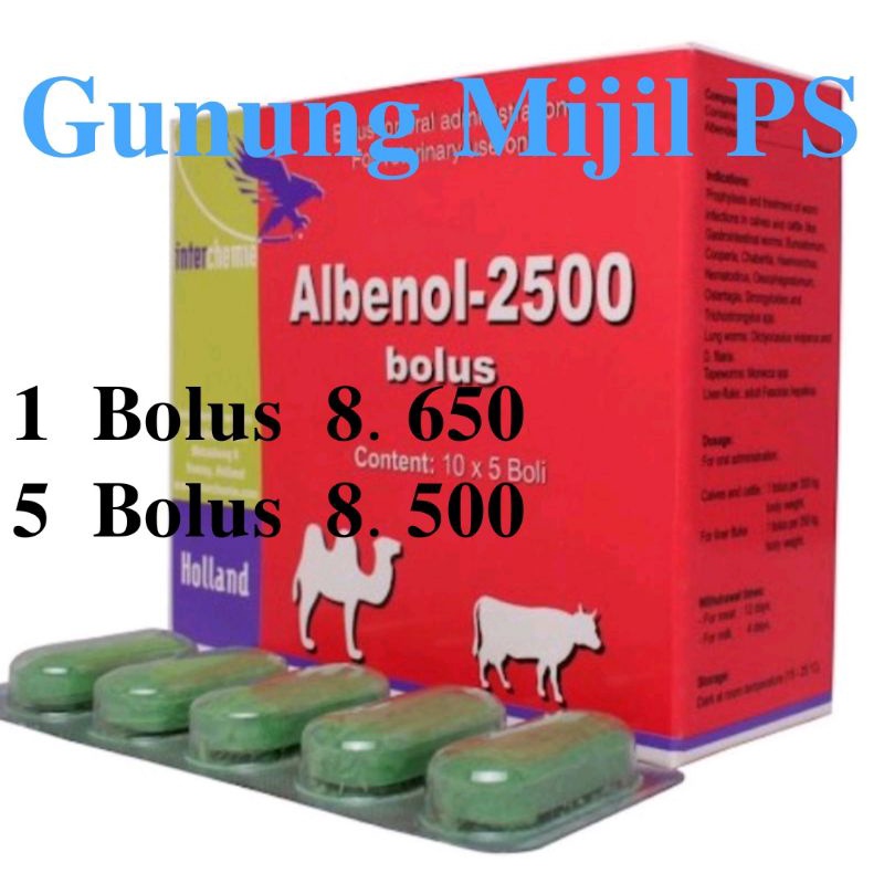 ALBENOL-2500 BOLUS
Anthelmintika Spektrum Luas

