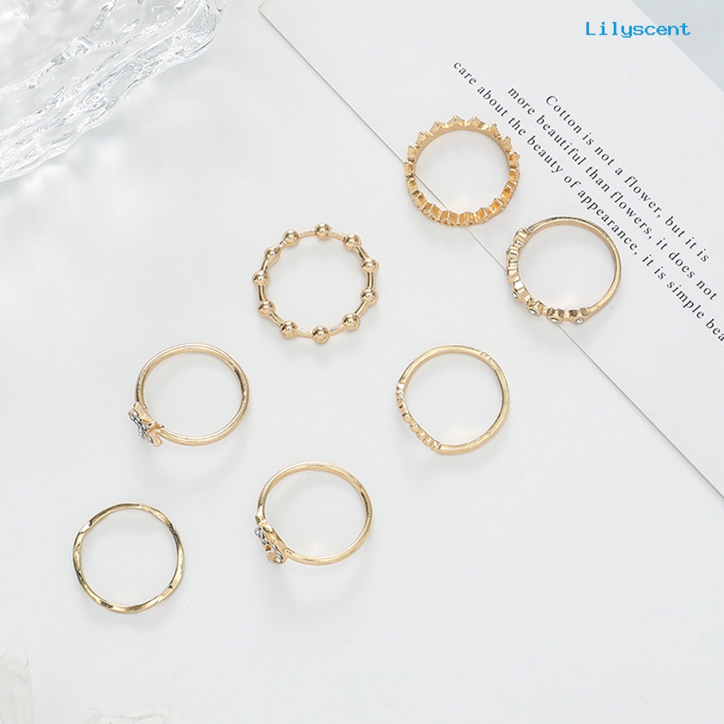 [LS]7Pcs Wanita Cincin Geometris Berlian Imitasi Mengkilap Hias Berkilau Semua Pertandingan Dekorasi Hadiah Ulang Tahun Wanita Bintang Bulan Jari Cincin Perhiasan Pesta Untuk Pacaran