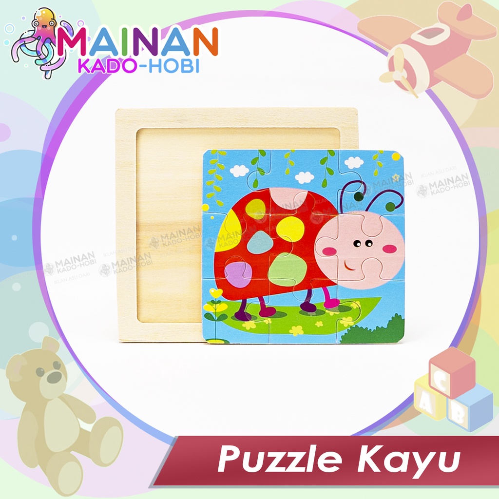 MAINAN ANAK PUZZLE KAYU JIGSAW KARAKTER SERANGGA INSECT KEPIK KUMBANG