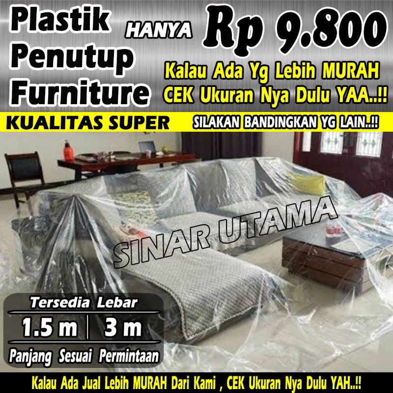 Plastik Penutup Furniture Tutup Pelindung Funitur Bungkus Pembungkus Barang Sofa Ranjang Kasur Spring Bed Meja Lemari Tiang Gawang Baju Perabotan Perabot Rumah Alas Tembok Cat Pindahan Renovasi Q