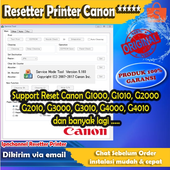 Software Resetter Canon G1010 - G2010 - G3010 - G4010 Unlimited Reset Printer Canon