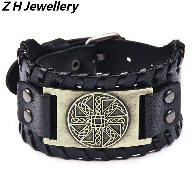 [Z H Perhiasan] Hip Hop Rock Retro Pria Fashion Viking Celtic Knot Gelang Pesta Perhiasan Aksesoris