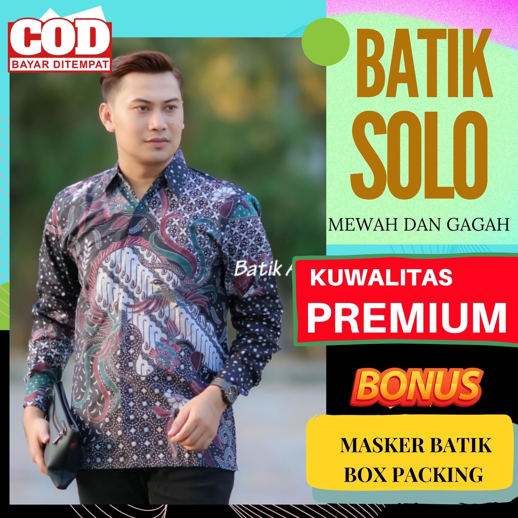 Atasan Kemeja Baju Batik Aluna Pria Lengan Panjang Premium Furing Reguler Fit Baju Cowok Moderen Ori