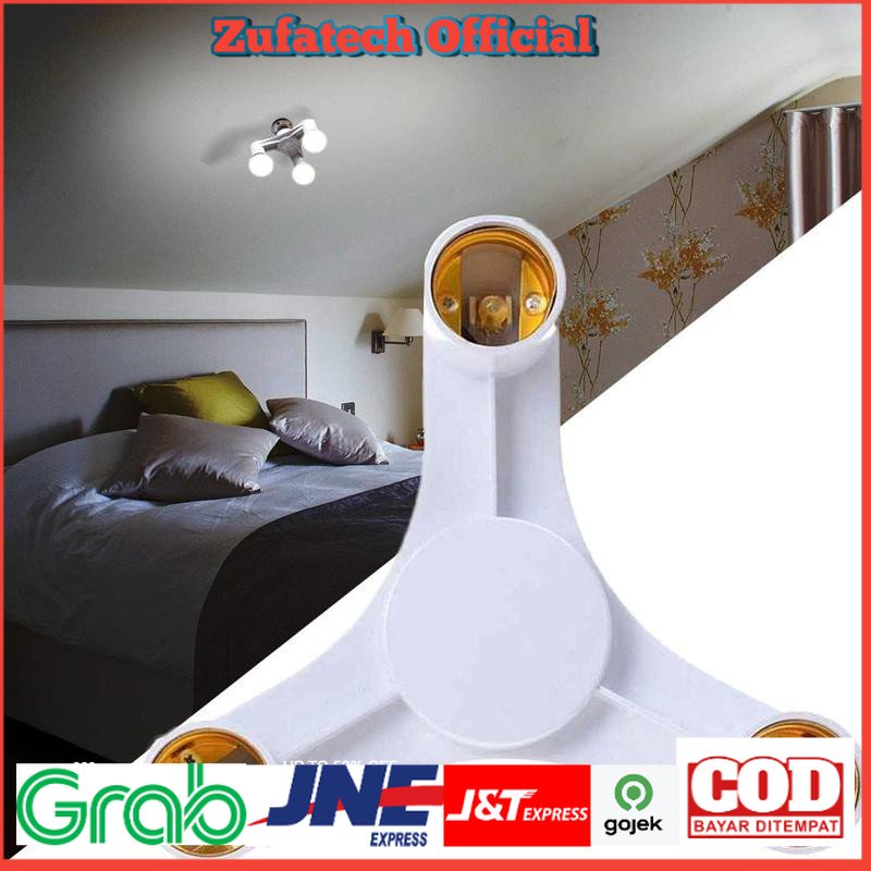 AIMENGTE Fitting E27 Cabang 3 Lampu Bohlam Studio - EEE3342A - White