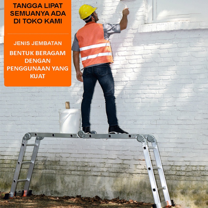 Tangga Lipat 4.7M/3.7M/5.8M Tangga panjang teleskopik rumah tangga / Meter Paduan Aluminium Teleskopik Tangga Teleskopik Multifungsi