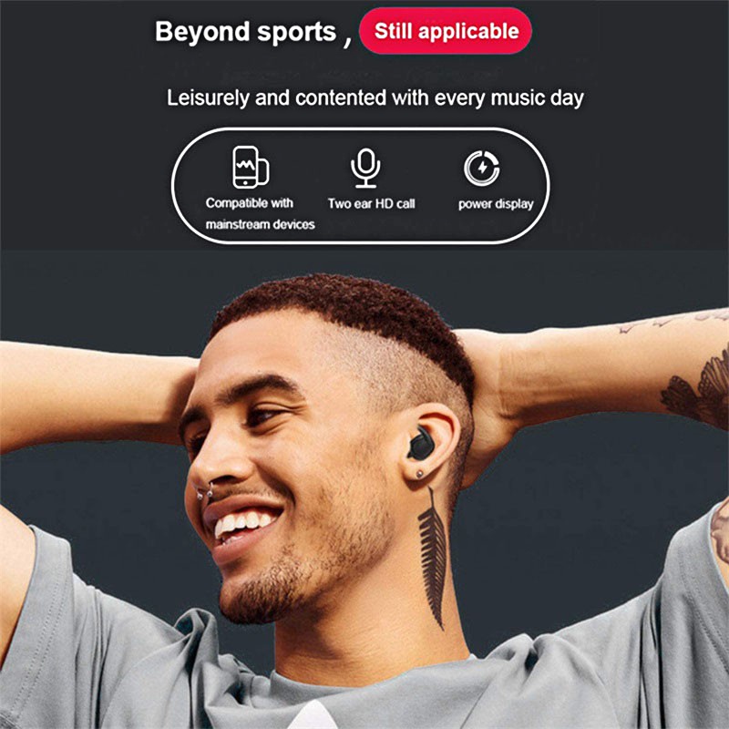 Headset Bluetooth Bass 9D Earphone Wireless Waterproof Y30 TWS Noise Reduction Headphone HiFi Stereo Sound Henset Bloetooth with Microphone Sport Handset Gaming Hedset Handsfree Earbuds Hendset Hanset Hetset Heandset Android