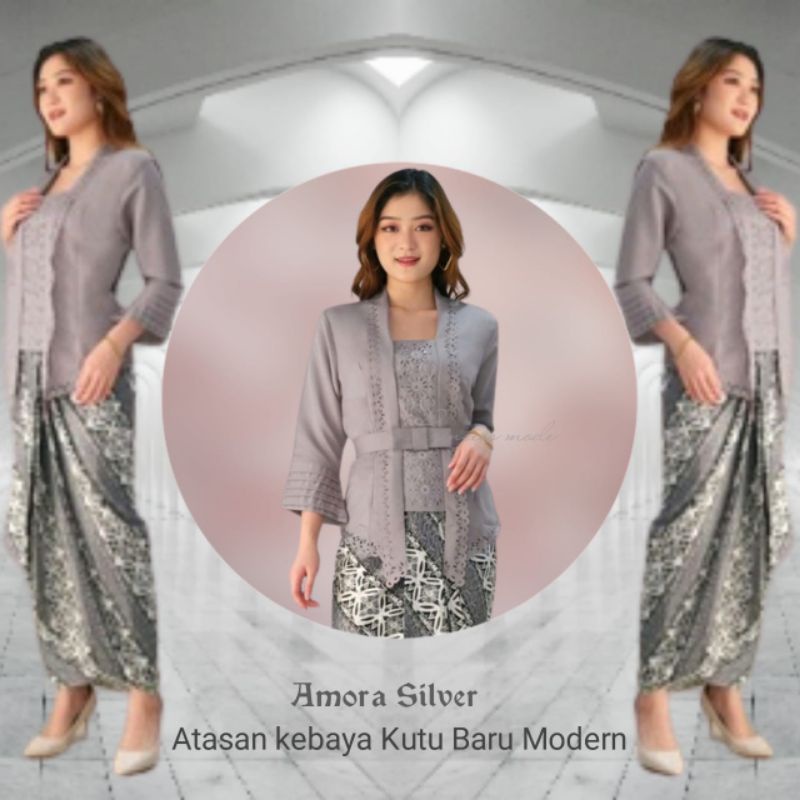 Atasan Blouse Kebaya Kutu Baru Katun Laser Import Lengan 3/4 Encim  Wanita