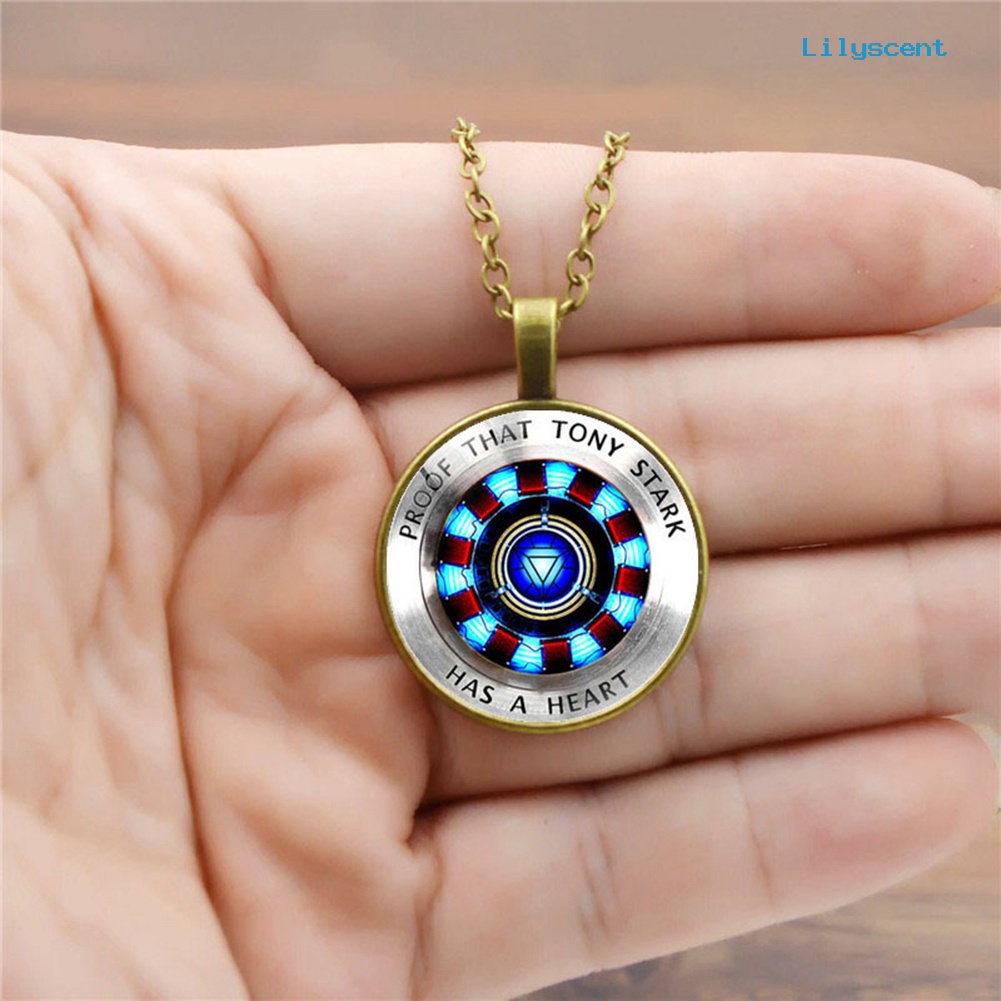 [LS] Iron Man Heart Women Jewelry Faux Cabochon Liontin Rantai Kalung Hadiah