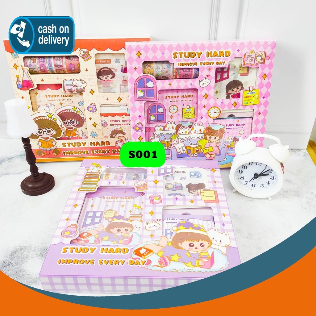 

1 SET ALAT JURNALING STUDY HARD S001 (4 IN 1) SOLATIP WASHI TAPE DAN STICKER NOTEBOOK A5 STICKY NOTES JOURNAL KODE S001 KARAKTER GAMBAR LUCU