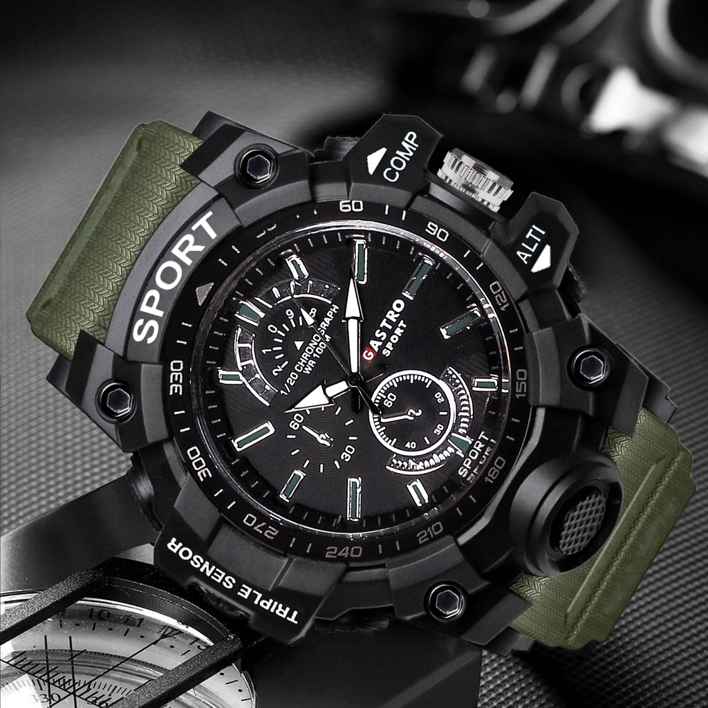 [ COD ]  Jam Tangan Pria Sporty Gastro Rubber Original Tahan Air Fashion Business Auto Date Analog