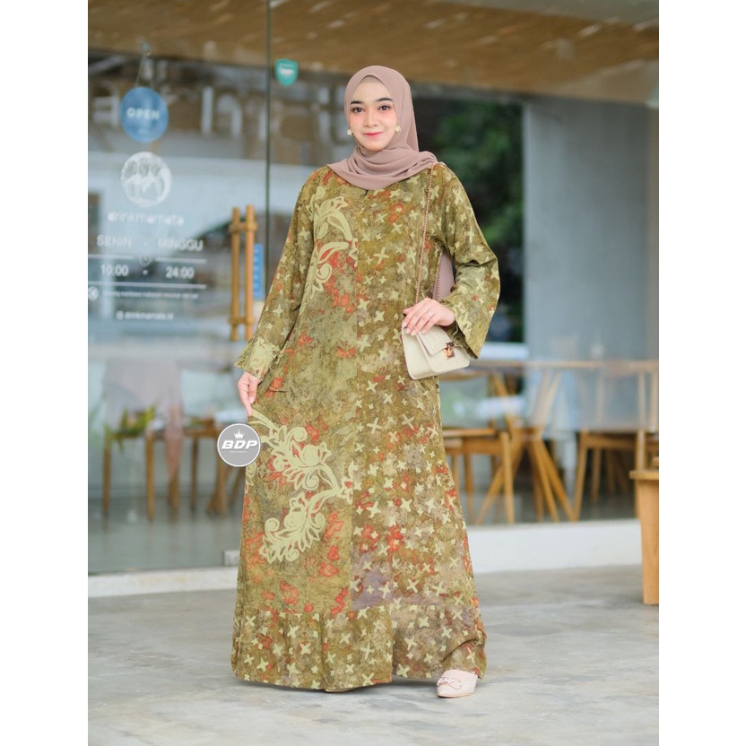 Daster Dress Maura Batik Cap Rayon Grade A Busui Resleting depan | Daster Wanita Lengan Panjang | Daster Kekinian - Baju Tidur Daster Adem