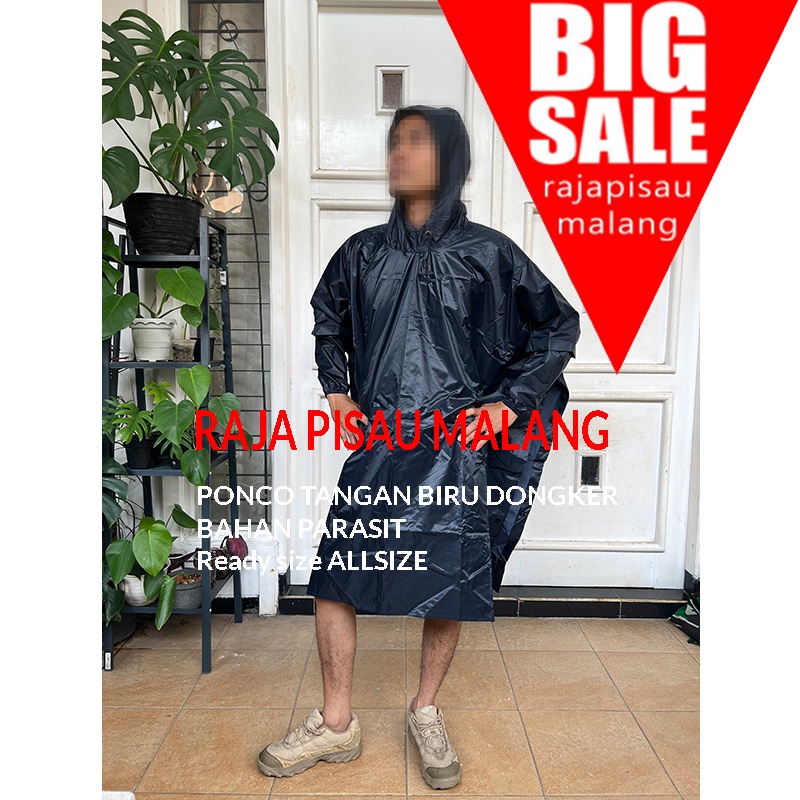 Mantel Jas Hujan DML Bahan Parasit Tahan Air Poncho Raincoat Uja BAHAN PARASIT