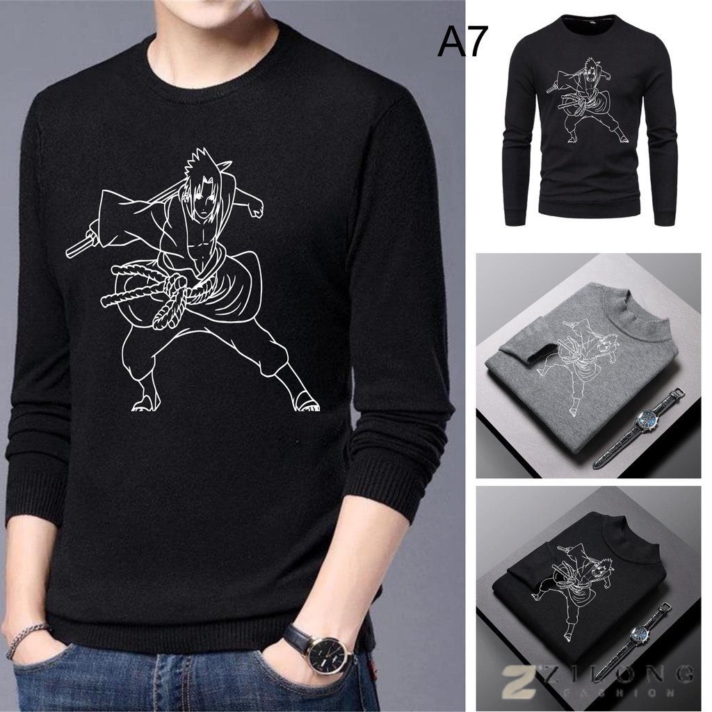 Zilong A7 - Jaket Sweater Anime Naruto Karakter Uciha Sasuke Bahan Fleece Tebal Pria Wanita Jacket W
