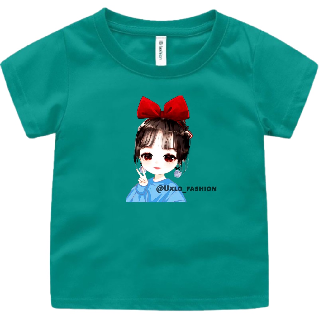 BAJU KAOS ANAK PEREMPUAN MURAH UMUR 2-9 TAHUN SABLON DIGITAL GAMBAR KARTUN KARAKTER UXLO FASHION