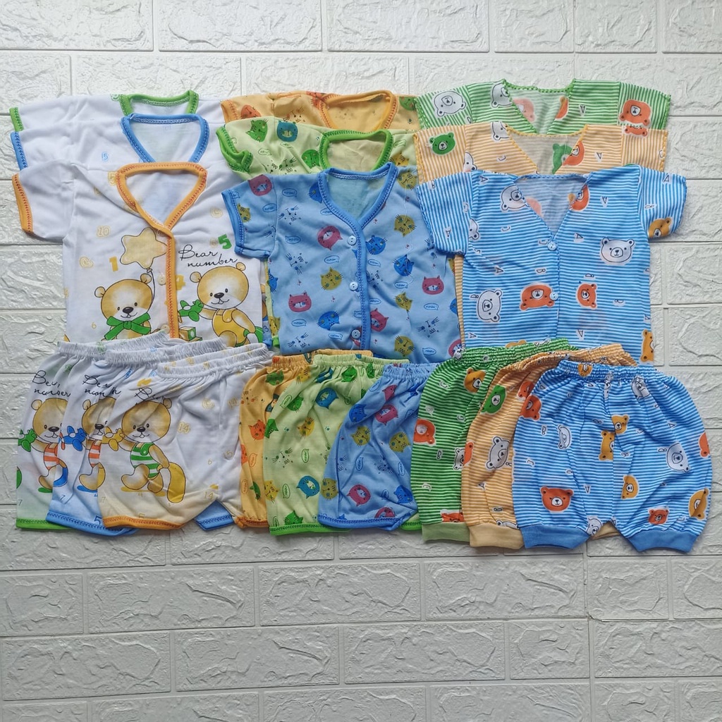 18 Pcs Paket baju bayi newborn lengan pendek celana pendek setelan baju bayi murah paket lahiran