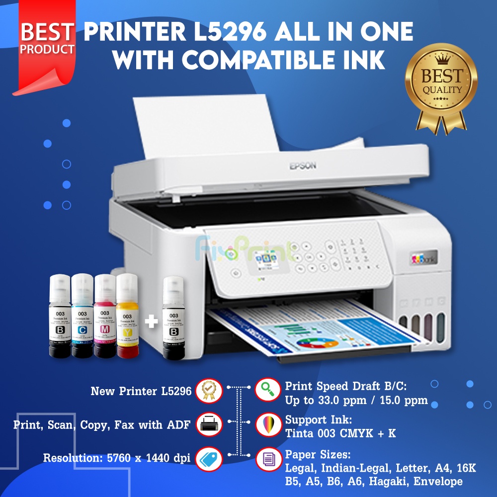 AIO Epsn L5296 Print Scan Copy WiFi Pengganti L5190 ADF Printer New