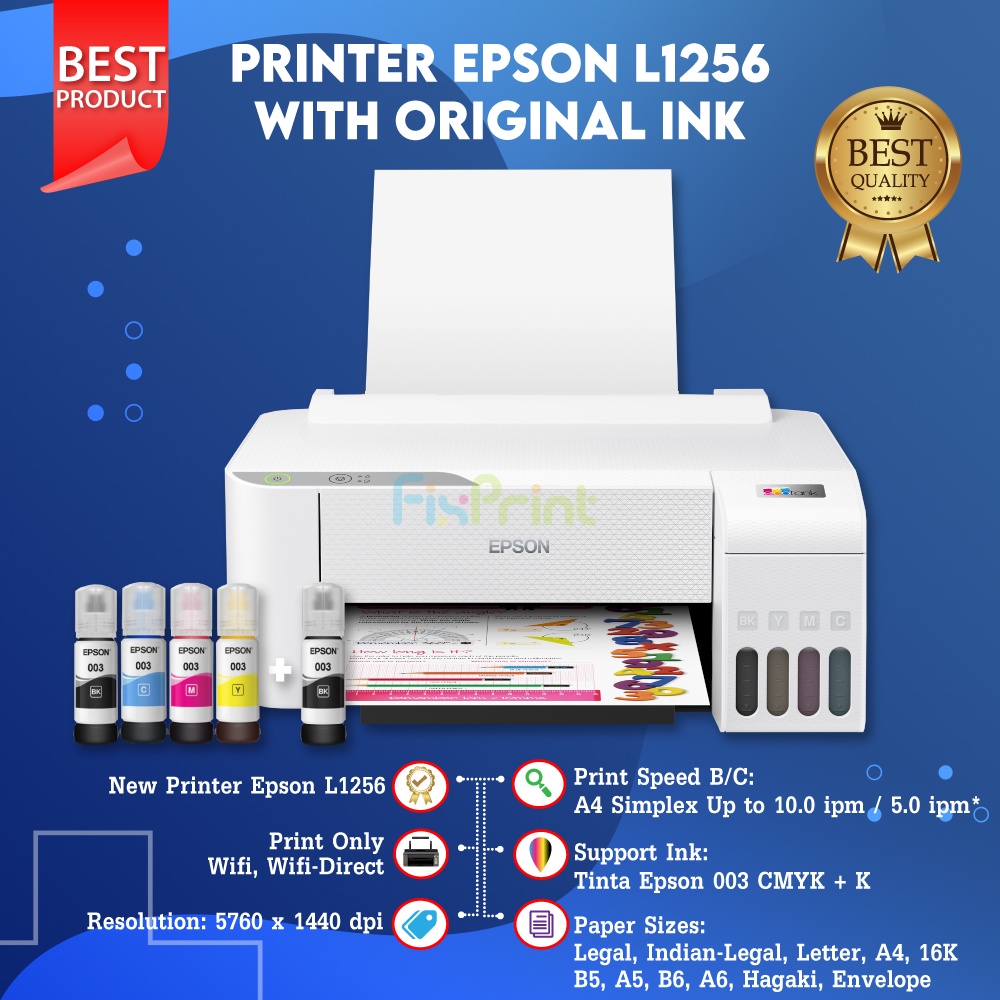 Printer Epsn L1256 WiFi Inktank A4 Wireless Pengganti L1110 White Body