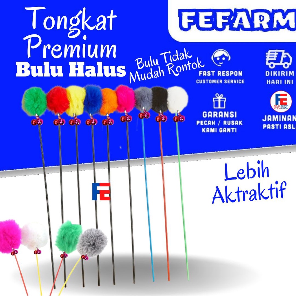 Cat Teaser Toy Plush Ball Cat Mainan Tongkat Bola Kucing FEFARM