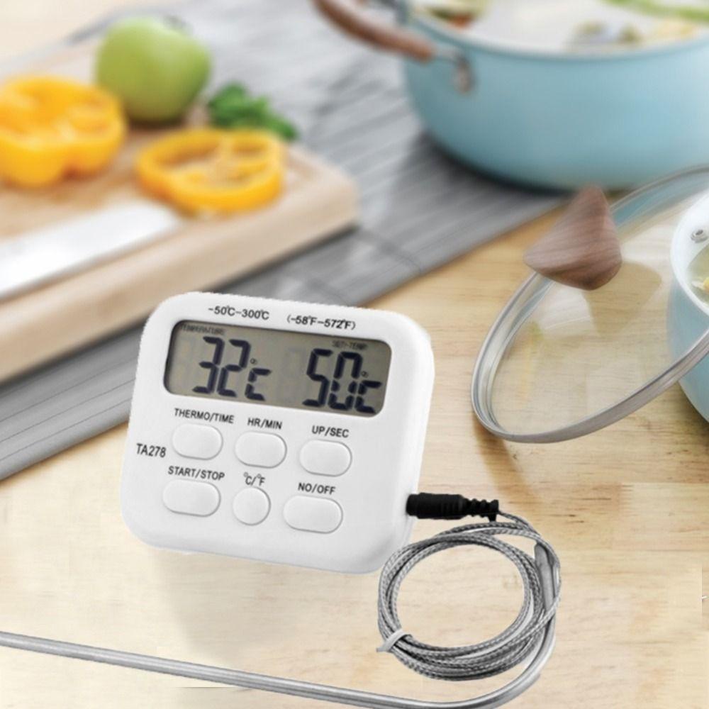 Agustinina Kitchen Thermometer Digital Electronic BBQ Alat Dapur Instant Baca Timer Masak Makanan