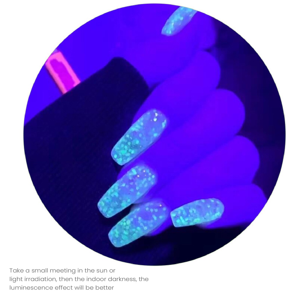 [ COD ] Payet Glitter Glow In The Dark Aksesoris Nail/Hiasan Kuku Nail Art