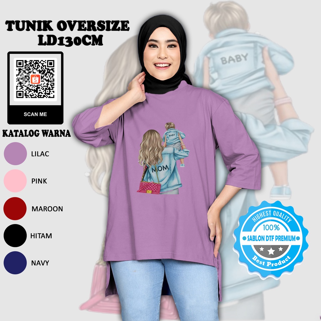 TUNIK KAOS WANITA JUMBO LD 130 MOM & BABY