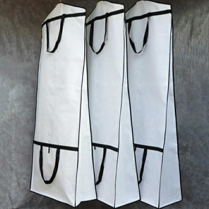 Cover tas pelindung gaun wedding / sarung gaun baju pesta warna Putih