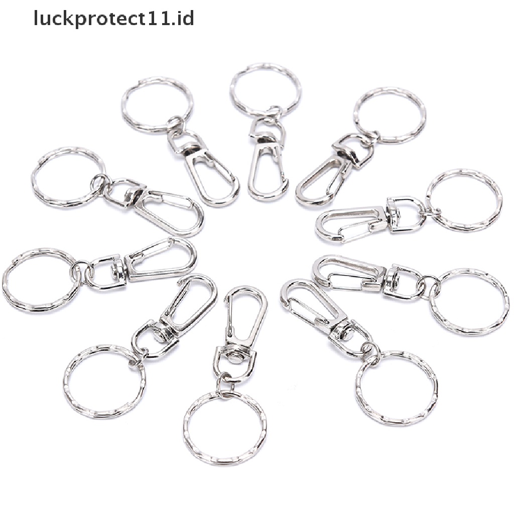 /Fashion Hot// Fashion// 10Pcs 25mm Keyring Ripple Lobster Clasp Gantungan Kunci Rantai Pendek Split Ring DIY.