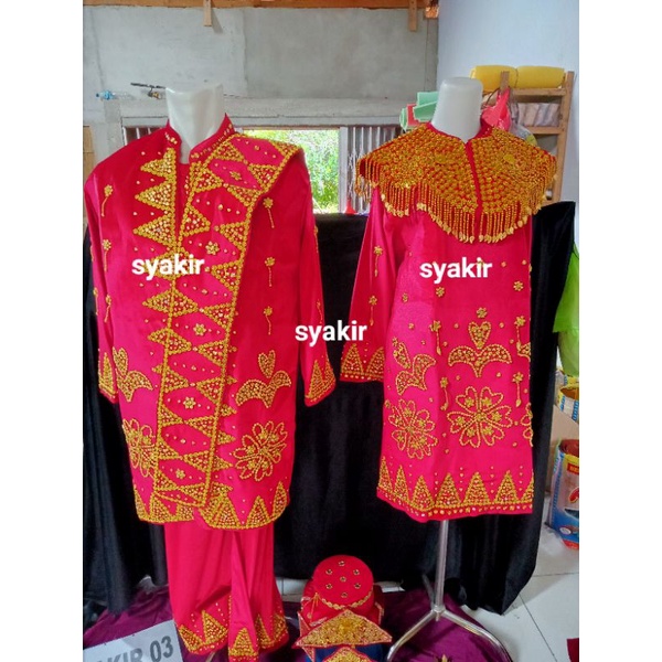 Baju pengantin bangka warna merah terang