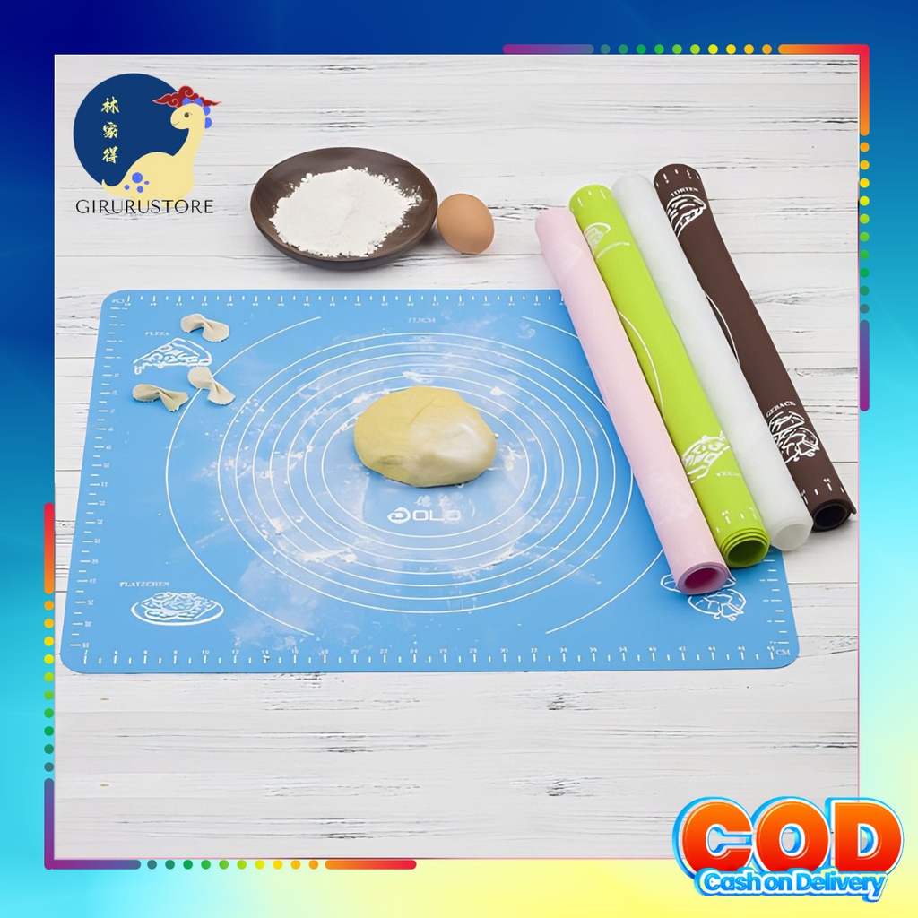 Alas Adonan Kue Silikon / Alas Bahan Adonan Kue / Alas Baking Pastry Adonan Kue Bahan Silikon Anti Panas / Alas Kue / Alas Cetakan Kue / Alas Adonan Kue Silicone Baking Pastry Silikon Mat Anti Lengket Besar Kecil Bagus Premium / Tatakan Bahan Adonan Kue