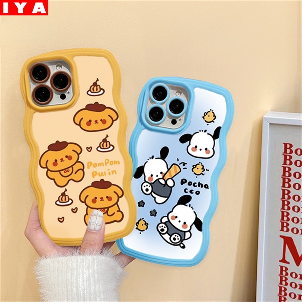 Case Kartun OPPO A17 A57 2022 A77S A15 A16 A16K A54 A53 A12 A5S A7 A3S A11k A31 A52 A92 A94 A93 A37 F9 A1K A76 Cute Pom Pom Purin Dan Pochacco Wave Edge TPU Phone Case Cover