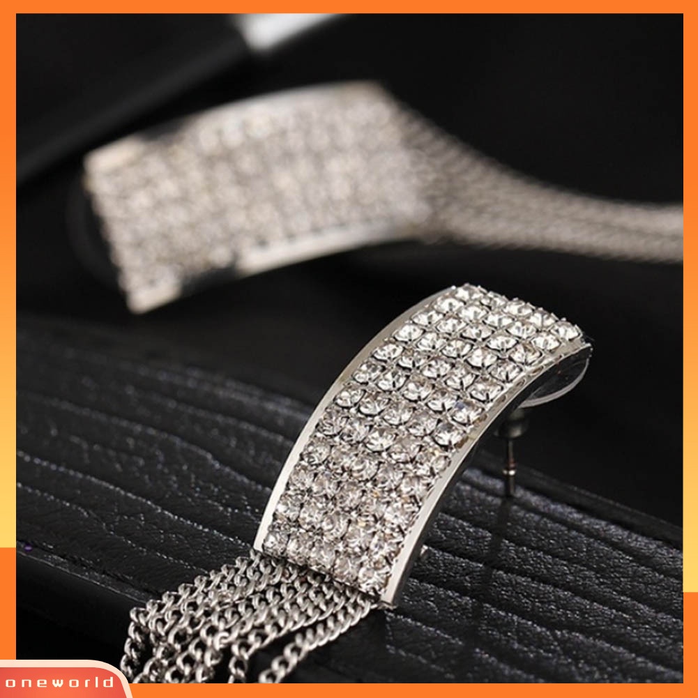[WONE] Wanita Fashion Berlian Imitasi Rumbai Panjang Menjuntai Eardrop Stud Earrings Perhiasan Hadiah