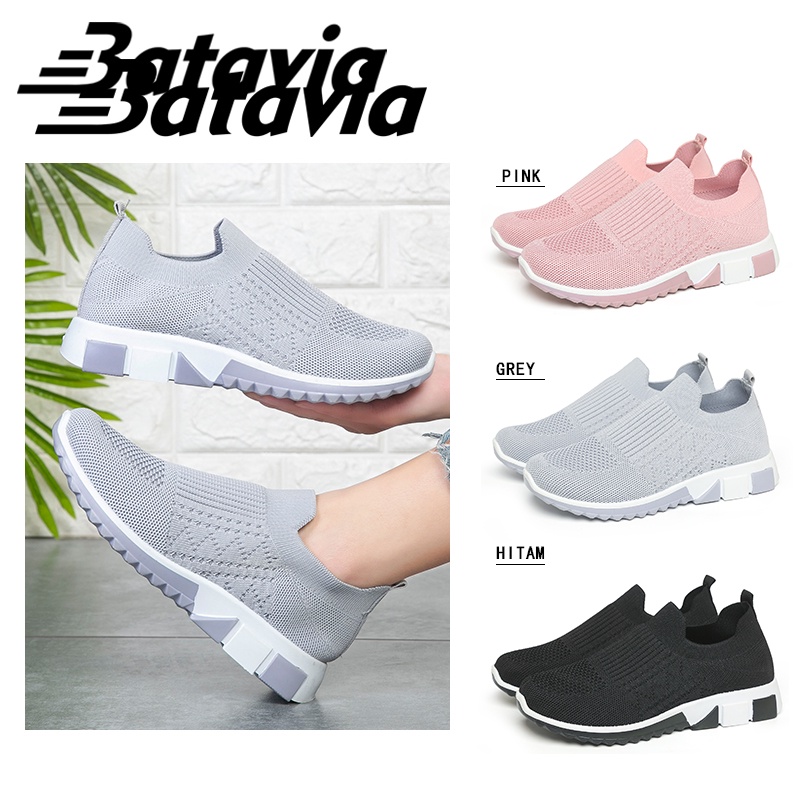 （COD）Batavia Sepatu olahraga impor premium perempuan terbaru rajut sepatu lari Batavia Shoes Fashion  Sport  Original sepatu fashion wanita A21