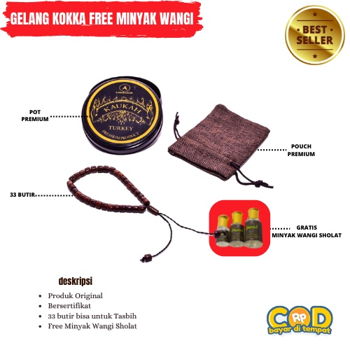 Gelang Tasbih Kayu Kaukah Asli Istanbul Turki 33 Kpl