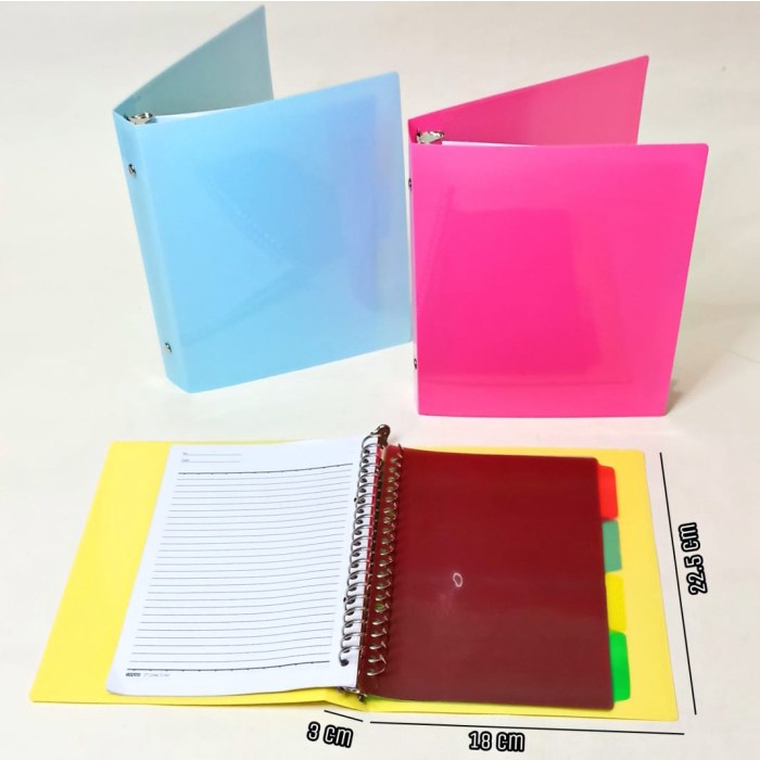 

BOS BINDER NOTE A5-PP COVER WARNA POLOS/BINDERNOTE/BUKU NOTE/RING BESI