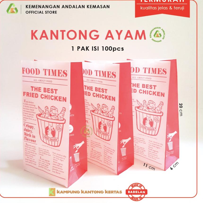 

➵Produk❅ Kantong Fried Chicken , Kemasan Ayam Fried Chicken , Bungkus Fried Chicken , Paper Bag Fried Chicken - FOOD TIMES isi 100 pcs 37 ➵