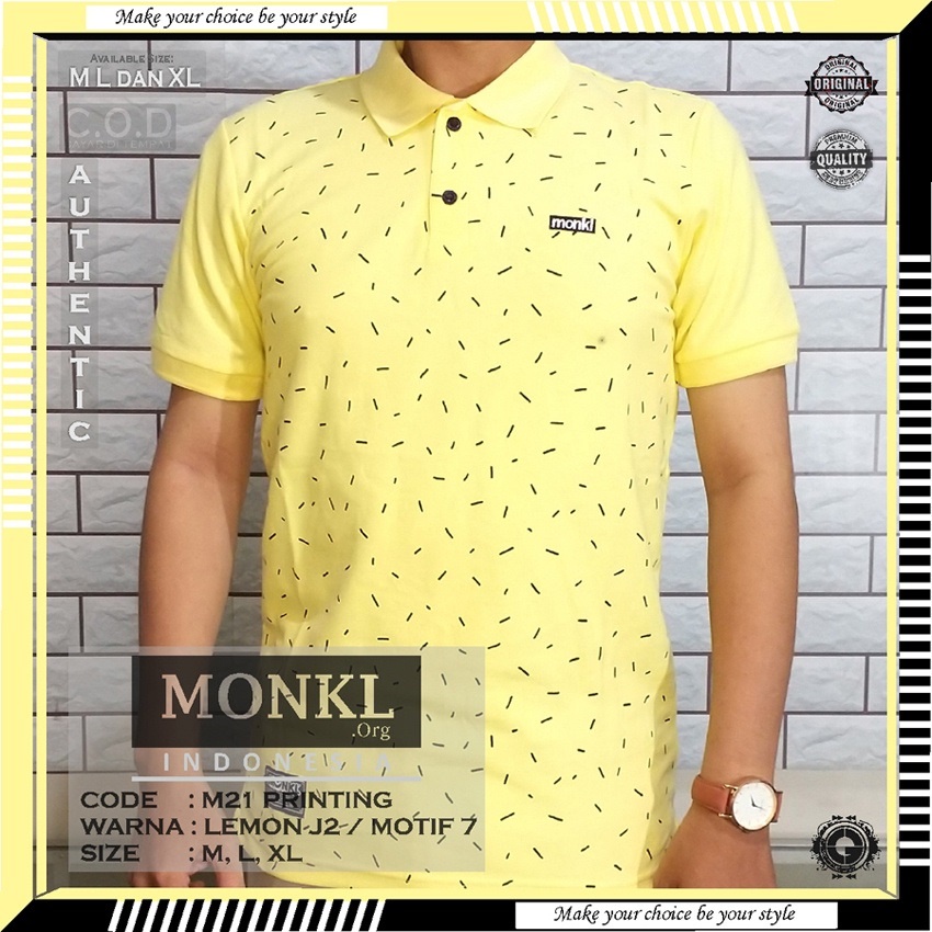 BAJU KAOS MONKL 100% ORIGINAL TSHIRT POLO KERAH GERIMIS SANGHAI WANGKI PAKAIAN OUTFIT DISTRO PRIA CO