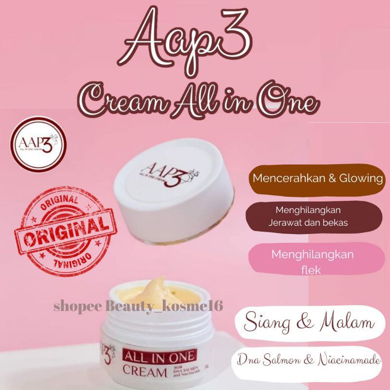 AAP3 ALL IN ONE / Cream siang malam BPOM Original/cream glowing menghilangkan flek jerawat