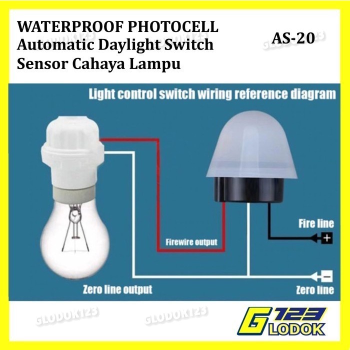 Saklar Sensor Cahaya Lampu Jalan Otomatis Anti Air Outdoor 220V 10A