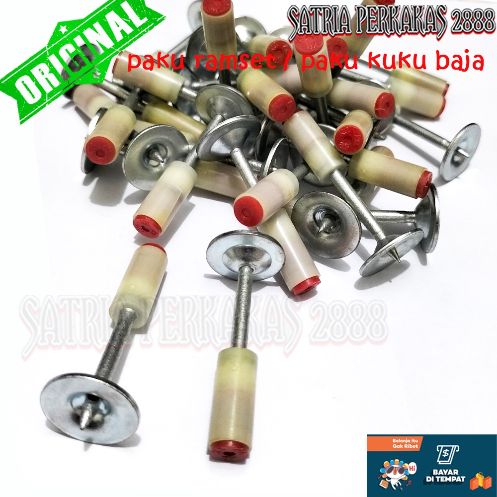 PROMO!! 200 Pcs Isi Ulang Paku Beton Stampset Paku Washer Besar Ring 200 pcs Paku REFIL RAMSET T-REX