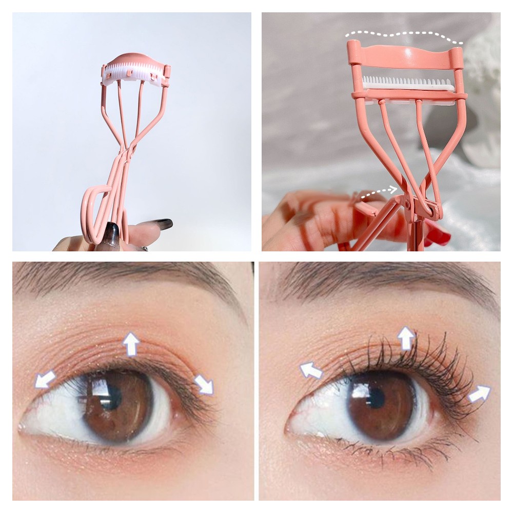 1pc Klip Penjepit Bulu Mata Keriting Alami Sudut Lebar Portabel Dengan Sisir Untuk Wanita Perempuan Alat Makeup Kecantikan