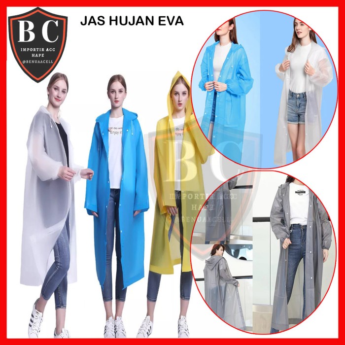 JAS HUJAN DEWASA ANAK EVA RAINCOAT / MANTEL HUJAN TRANSPARANT PREMIUM QUALITY