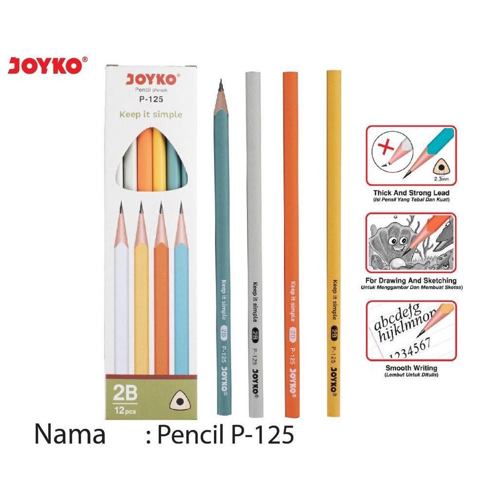 

Pensil 2B Sketch Drawing P-125 P125 Joyko isi 12 pcs warna pastel