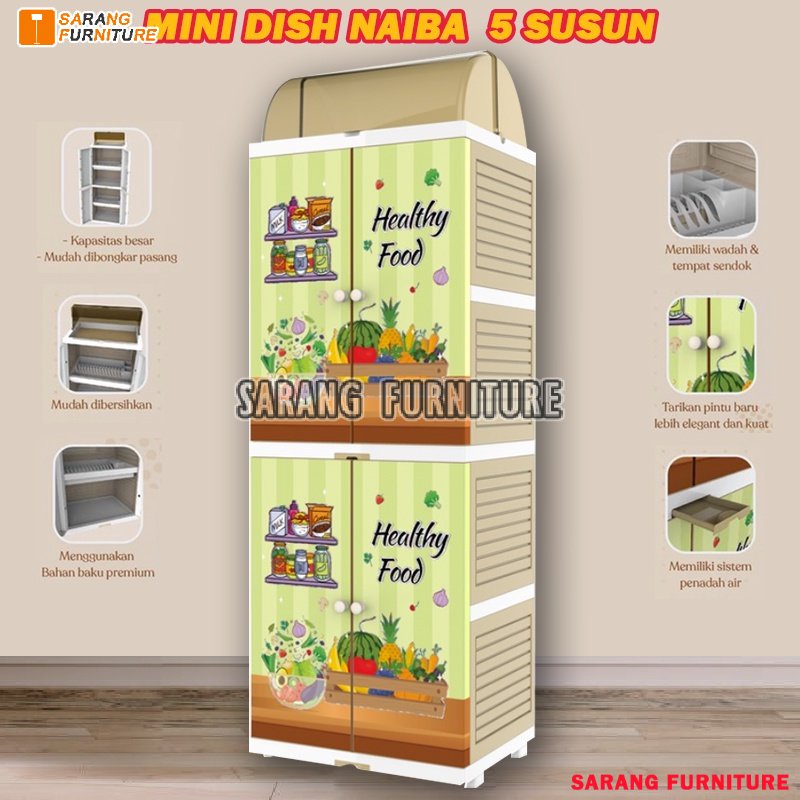 RAK PIRING PLASTIK 5 SUSUN RAK PIRING NAIBA MINI DISH RACK 4002 PREMIUM RAK PIRING MINIMALIS NAIBA