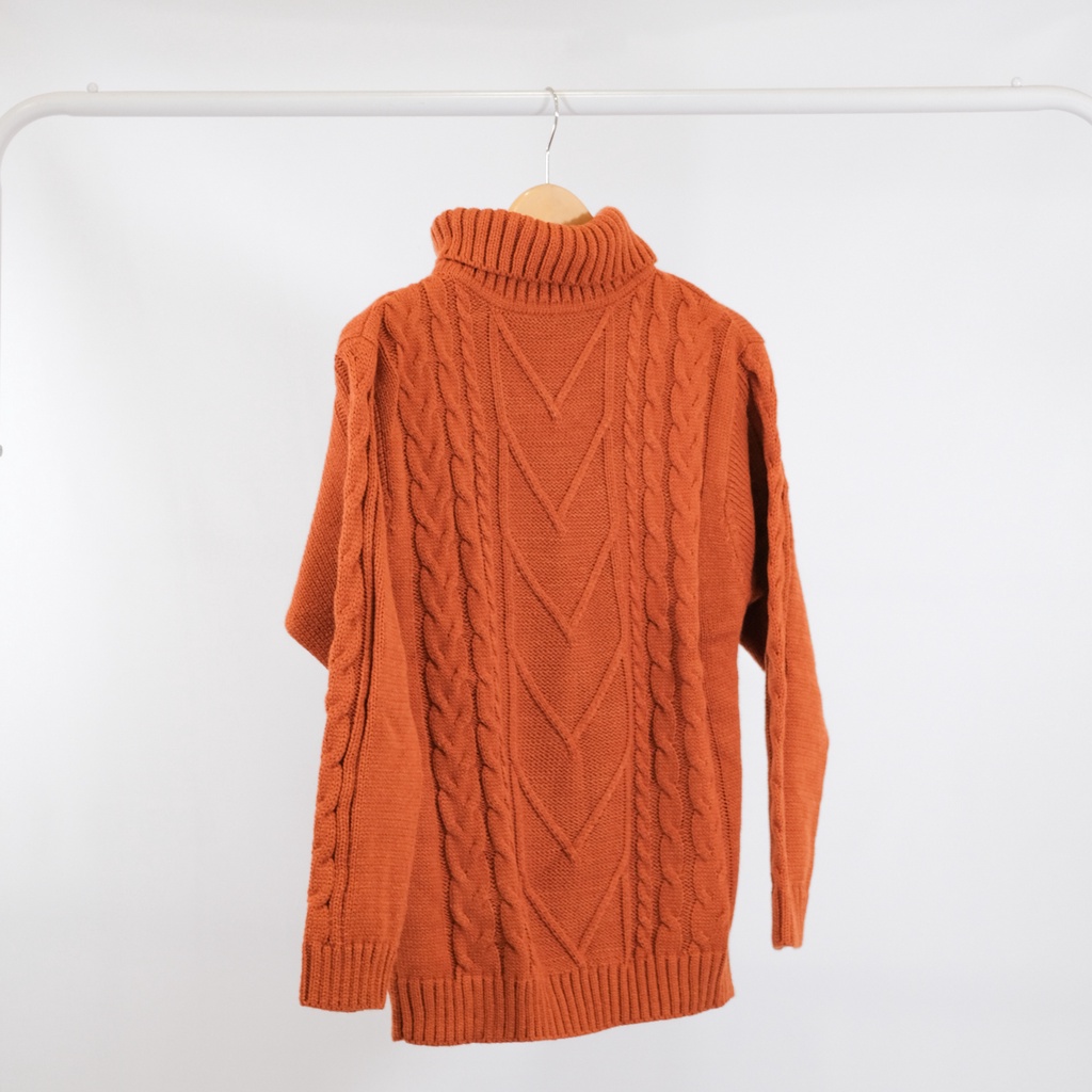 TURTLENECK Sweater Dewasa Kerah Tinggi Cable Knit Oversize [PREMIUM]