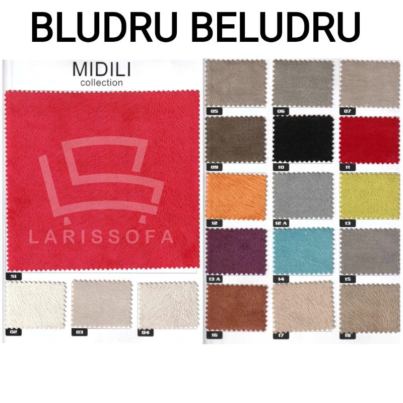 KAIN BLUDRU BELUDRU MIDILI / KAIN SOFA BLUDRU VELVET / KAIN BLUDRU METERAN