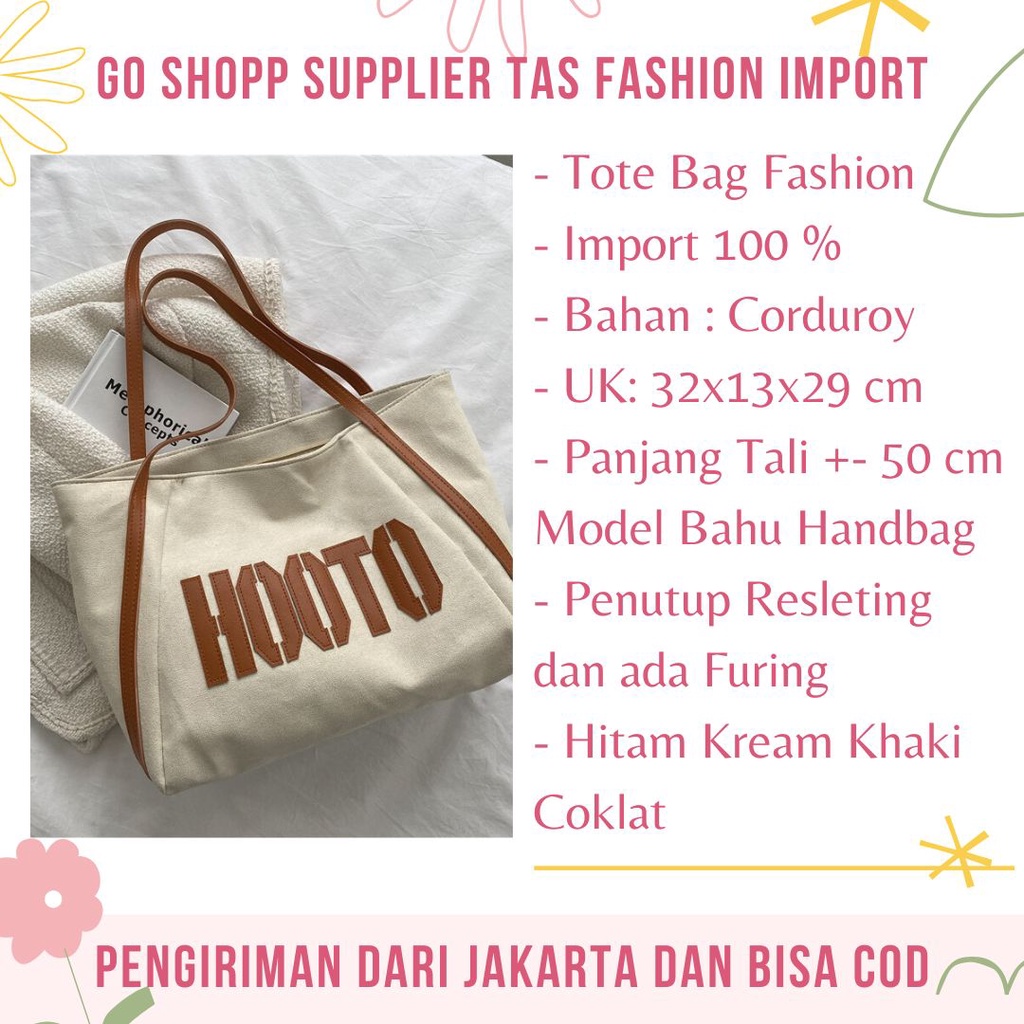 Tas Bahu Tote Bag Corduroy Aesthetic Wanita Import Fashion Korea Terbaru - Shoulder Bag Wanita Kekinian TE12