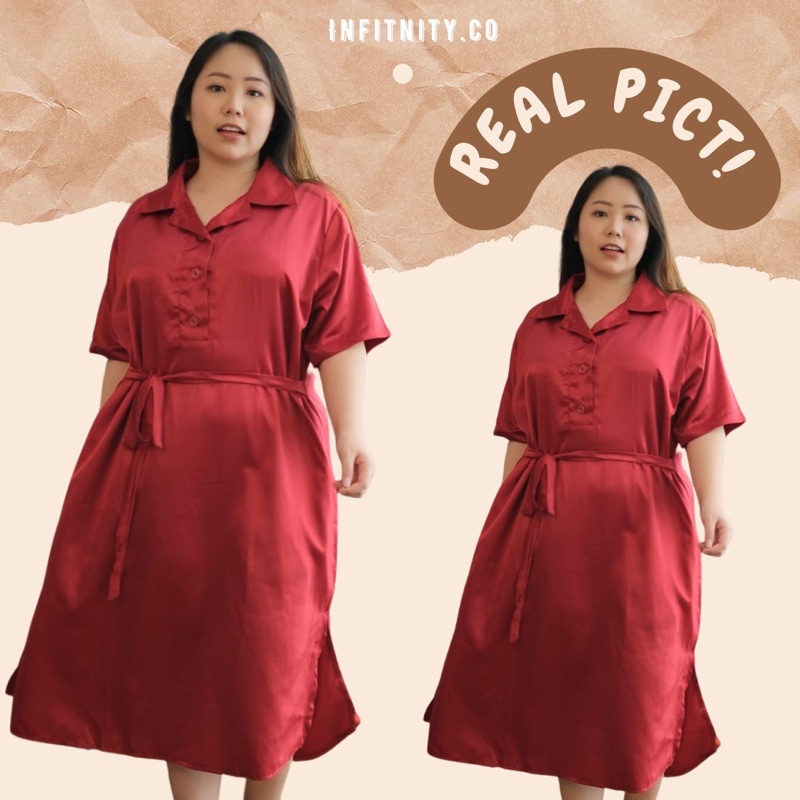 DRESS SATIN JUMBO BIG SIZE PLUS SIZE